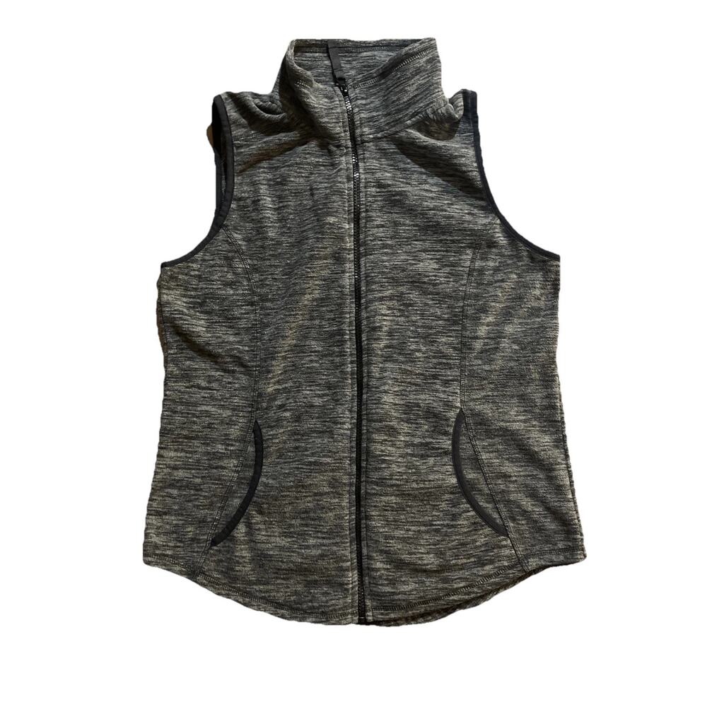 St. John's Bay Vest Jacket Womens Medium Dark Gray Full Zip Soft Fleece Active